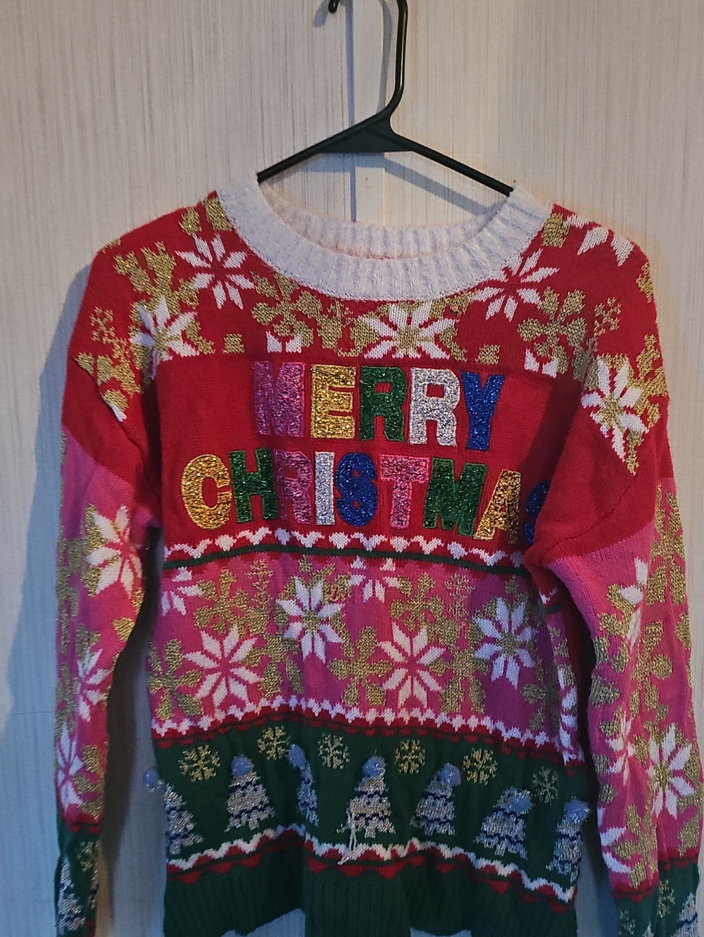 Holiday Time Multicolor Merry Christmas Crewneck Sweater